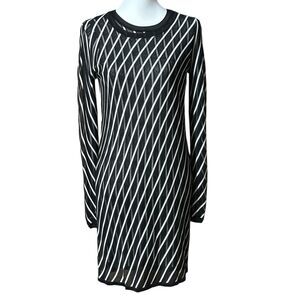 DVF Diane Von Furstenberg Black White Double Layer Knit Dress Size Small